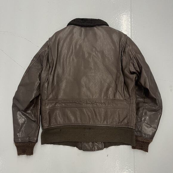 Vintage 60s USN Type G-1 Brown Leather Bomber Flight Jacket - Picture 4 of 6
